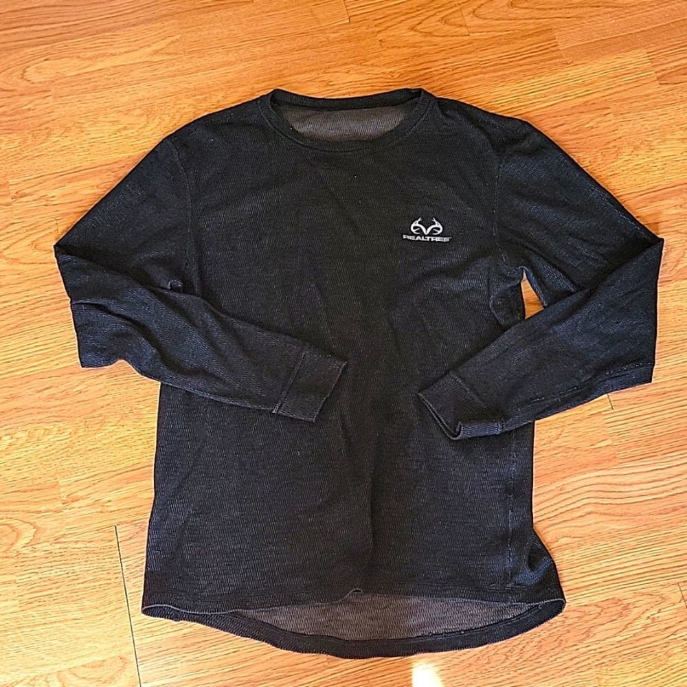 Realtree Women's Shirt M Long Sleeve Crew Neck Charcoal Gray‎